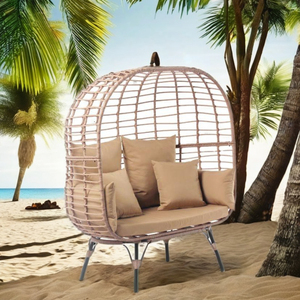 Ensemble complet chaise oeuf en rotin confortable et durable lit de jour beau mobilier d'extérieur pour jardin salon plage villas chambre à coucher - Product Image 2