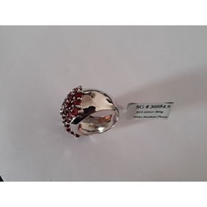 Shah Gems Women's Natural Garnet <b>Ring</b> in 925 Sterling Silver Rhodium Plated Fine Jewelry for Everyday Wear - Product Image 4
