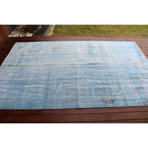 Tapis vintage, grand tapis turc de 5,1x8,1 pieds, tapis persan en laine bleu gris - Product Image 3