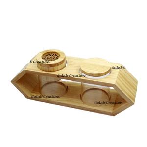 Le plus récent ensemble de plateaux de brûleur d'encens arabe en bois lancé OEM Design personnalisé Mubkhar avec plateau décoratif pour les cadeaux arabes Bakhoor - Product Image 1