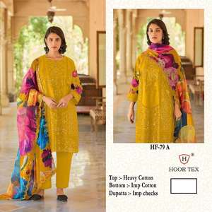 El último traje de diseño Evergreen, estilo moderno, el mejor traje Salwar de algodón importado y Dupatta con trabajo de bordado, exportador indio - Product Image 3
