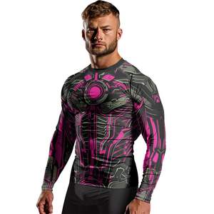 Soft fabric <b>bjj</b> <b>rashguard</b> lightweight stretch compression custom logo mma grappling training top - Product Image 3