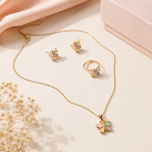 Ensemble de bijoux papillon en or plaqué, perles et zircon - Product Image 6