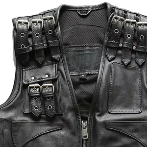Gilet en cuir pour hommes et vêtements d'hiver en cuir imperméable pour l'extérieur, style personnalisé, gilet en cuir de bonne qualité, vente en ligne - Product Image 4