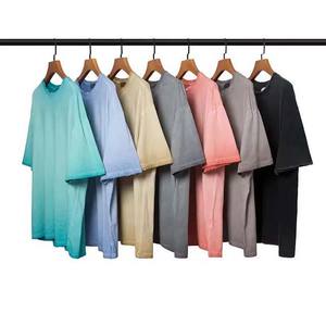 2025 hombres de algodón de gran tamaño Vintage lavado impreso en blanco lavado ácido patrón de Color sólido ropa de hombre Camiseta para hombres - Product Image 5