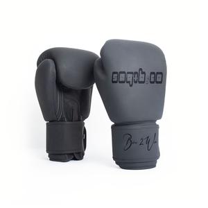 Guantes de boxeo de cuero gris/negro mate logotipo personalizado diseño de alta calidad guantes de boxeo transpirables - Product Image 2