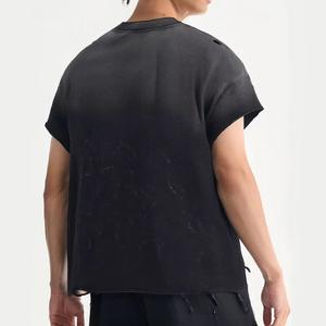เสื้อยืดโอเวอร์ไซส์แบบฟอกสี 100% ผ้าฝ้าย วินเทจ ลุคสตรีทแวร์ คอกลม แขนสั้น สำหรับผู้ชาย เสื้อฟอกสี - Product Image 6