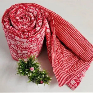 Traditional Hand Block Print Winter Razai Pure Cotton Winter Warm Gift For Mother's Reversible <b>Comfortable</b> <b>Blanket</b> Anokhi Quilt - Product Image 1