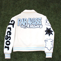 Jaket Varsity Letterman Kerah Tegak Bordir Vintage Berkualitas Tinggi Kustom 2025 untuk Pria Diproduksi oleh Custom