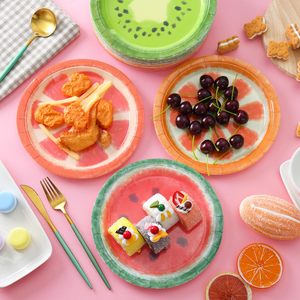 Platos de papel de fruta de verano de 9 pulgadas, platos de fiesta de cumpleaños de postre temático de cena de fruta desechable, suministros para Baby Shower de verano - Product Image 3