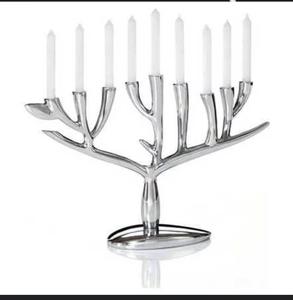 Tradicional Judaica Hanukkah Menorah Metal Elegante chapado en oro Menorah Jewish Menorah Candelabros Religiones Candelabro - Product Image 1