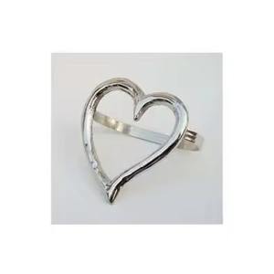 Anneaux de serviette en argent poli de forme cœur pour mariage, Noël, vaisselle - Product Image 1