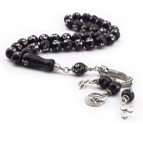 2024 nouveauté musulman Tasbih pierre de Lapis naturelle avec gland en fil d'or nouveau Design bois Misbaha vente en gros - Product Image 3