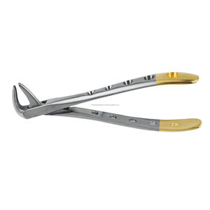 Fórceps de extracción de mango de diseño de agujero chapado en oro medio Patrón americano Fig 74 Molares inferiores Instrumento de extracción de dientes dentales - Product Image 4