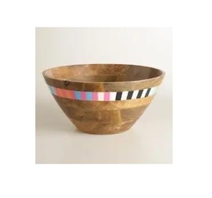Tazón de madera para servir comida con acabado natural de diseño impreso a mano Tazón de madera áspera de nuevo estilo para servir al por mayor - Product Image 3