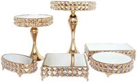 Ensemble de présentoirs de luxe en métal doré avec miroir en cristal, fait à la main, 1 pièce, rehausseur de table à dessert, gâteau de mariage, parfum, bijoux