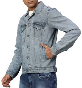 OEM Diseño personalizado de moda streetwear chaqueta de mezclilla de alta calidad de diseño personalizado de los hombres rasgados botón frontal chaqueta de mezclilla - Product Image 3