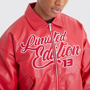 Chaquetas universitarias Estilo Vintage para hombre con parche bordado de chenilla personalizado chaquetas de béisbol y bombardero de manga de cuero al por mayor - Product Image 3