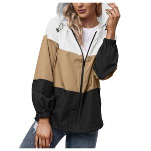 แจ็กเก็ตแฟชั่นน้ำหนักเบาสำหรับผู้หญิงเสื้อกันลมแจ็กเก็ตซิปบล็อกสีขนาดพิเศษออกแบบได้ตามต้องการ - Product Image 1