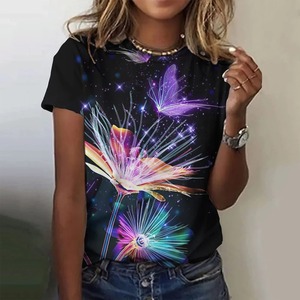เสื้อยืดพิมพ์ลายแมลงปอผีเสื้อ3D เสื้อยืดแขนสั้น Y2k แฟชั่นลำลองแนวสตรีทเสื้อยืดเด็กคอกลมเสื้อท่อนบน