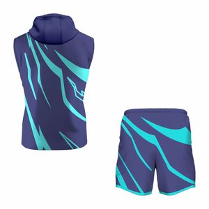 Ensemble short et sweat à capuche sans manches pour homme, haute qualité, décontracté, sportif, 100% polyester polaire respirant, grandes tailles, été, personnalisable - Product Image 6