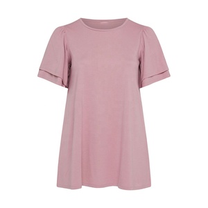 Camiseta de Cuello Redondo de Algodón Suave para Mujer, Manga Corta, Informal, Transpirable, Corte Regular, Básica, Verano, con Logotipo Personalizado - Product Image 4