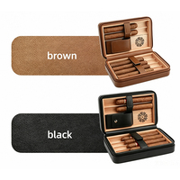 Humidor à cigares JH Classic Brown 6, humidificateur intégré, grande capacité, étui de voyage à fermeture éclair, sac en cuir portable pour cigares