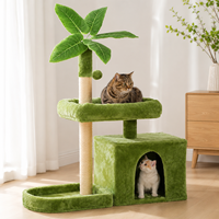 Arbre à chat de luxe écologique multi-niveaux en forme de palmier tropical, tour à chat avec griffoir en sisal, condo pour chat en peluche, emballage en carton pour intérieur