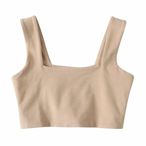 Nouvelle arrivée Respirant Coton Slim Col Carré Sans Manches Sport Casual Crop Débardeurs - Product Image 2