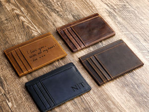 Elegant Genuine <b>Leather</b> Card Holder Handmade Slim <b>Wallet</b> With Burnished Edges Stylish Card Organizer HLC-0043 - Product Image 4