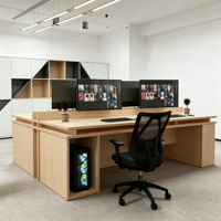 Poste de travail modulaire de bureau 4 places, cloison de bureau en bois pour le personnel