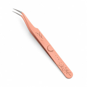 Pince à cils rose doré avec motif lune et feuille, pointe de précision pour l'application des cils - Product Image 2