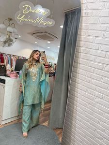 Ropa de diseñador pakisatani India bordada exclusiva con espejo Real trabajado Top Plazzo Set Fancy Salwar Kameez más vendido - Product Image 2