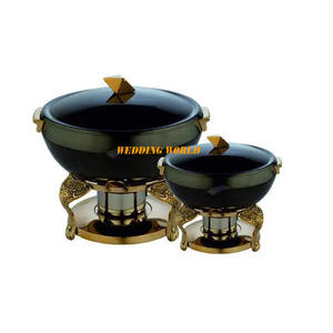 Plato de frotamiento de acero inoxidable, forma redonda, plato de comida de diseñador hecho a mano, calentador de alimentos de diseñador al por mayor de alta calidad - Product Image 2