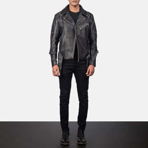 Chaqueta de Motero Vincent de Cuero Vacuno Genuino, Negra, Talla XS, Reversible y con Cierre de Cremallera, Recubierta con ODM - Product Image 3