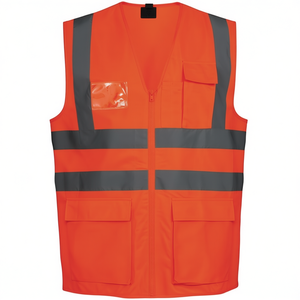 Gilet orange haute visibilité EWALD conforme aux normes ISO 20471 et 13688 SAFESTYLE, autocollants et lumières réfléchissants promotionnels - Product Image 2