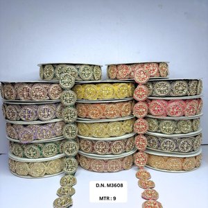 Dentelle brodée fine élégante sur mesure avec des paillettes pour les robes, les projets d'artisanat - Design géométrique vintage écologique de qualité supérieure - Product Image 6