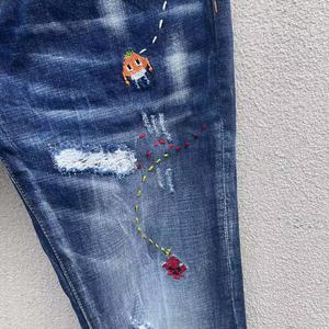 กางเกงยีนส์วินเทจซักหนักใส่ได้ทั้งชายและหญิงโลโก้ปักลายแบบเรียงซ้อนทรงหลวมใช้ได้ทั้งชายและหญิง - Product Image 5