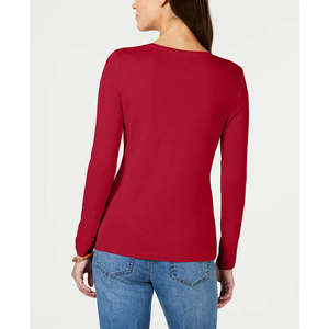 Maglia a Maniche Lunghe in Cotone Pima per Donna Charter Club, Rossa, Taglia X-Small - Product Image 2