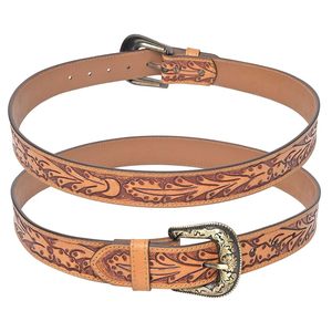 Ceinture en cuir véritable vintage artisanale avec motif de vigne rustique, boucle en alliage et longueur personnalisable - Product Image 1