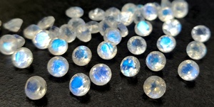 Piedra lunar arcoíris natural Corte redondo 3mm Facetado Calidad AAA-Piedra lunar arcoíris llamativa azul superior Piedra preciosa suelta - Product Image 5