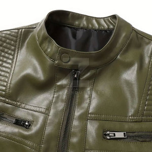 Pakistan Manufactured High Quality Men's <b>Winter</b> <b>Leather</b> <b>Jacket</b>-Stand Collar Front Logo Eco-Friendly Breathable Waterproof - Product Image 4