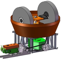 Broyeur d'or 1t/h, moulin à plaques humides portable à double roue diesel pour l'extraction d'or