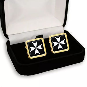Mancuernillas Masónicas Religiosas con Cruz de Malta para Hombre, Grabado en Acero Inoxidable, Personalizadas, Nuevas, de la Marca Master Mason - Product Image 3