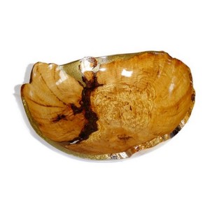 Diseño decorativo Forma redonda Madera maciza de acacia y resina Cuenco de madera tallada con cuenco de madera con acabado natural de la India - Product Image 4