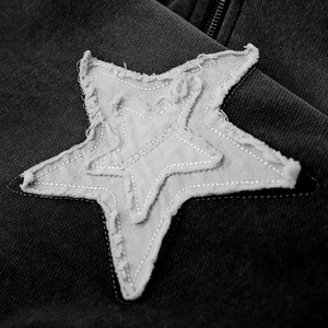 Personnalisé Vintage Distressed Broderie Patch Hoodies Hommes Zip Up Hoodie Amovible Sleeve Hoodie - Product Image 6