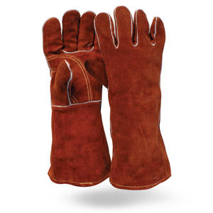 Guantes de Soldadura de Piel de Vacuno, Resistentes a la Abrasión, Protección para las Manos, para Asar a la Parrilla, Soldar - Product Image 1