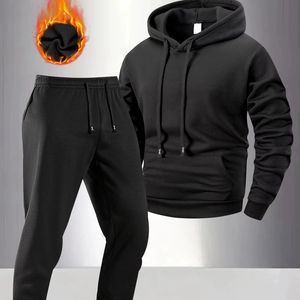 Ensembles de survêtement pour hommes, sweat à capuche et pantalon pour femmes, couleur unie, pull à capuche + pantalon, ensembles de vêtements de sport décontractés pour hommes - Product Image 1