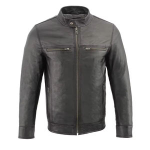 Chaqueta de Cuero Genuino para Hombre, Hecha en Fábrica a Precio Económico, Transpirable, Estilo Urbano, Chaquetas de Cuero con Logotipo Personalizado OEM - Product Image 5