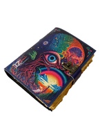 Ojo de la naturaleza impreso libro de hechizos en blanco de sombras diario con cerradura Vintage hecho a mano cuero genuino Deckle papeles artísticos libro de notas